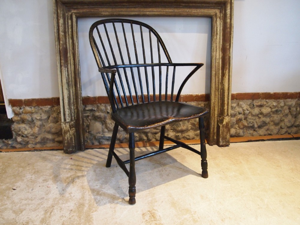 Chair rare 18th century Windsor Primitive original paint c1790 View VIII