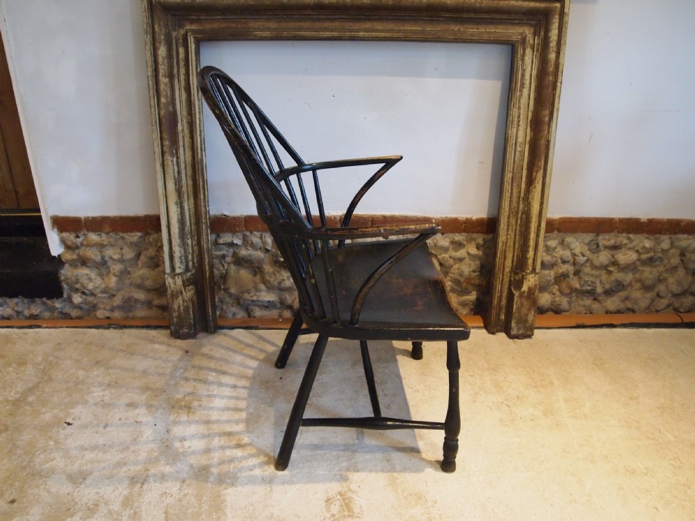 Chair rare 18th century Windsor Primitive original paint c1790 View XV