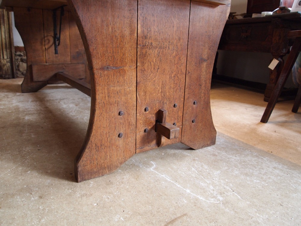 Table stunning Arts and crafts Oak refectory farmhouse dining c1900 View V
