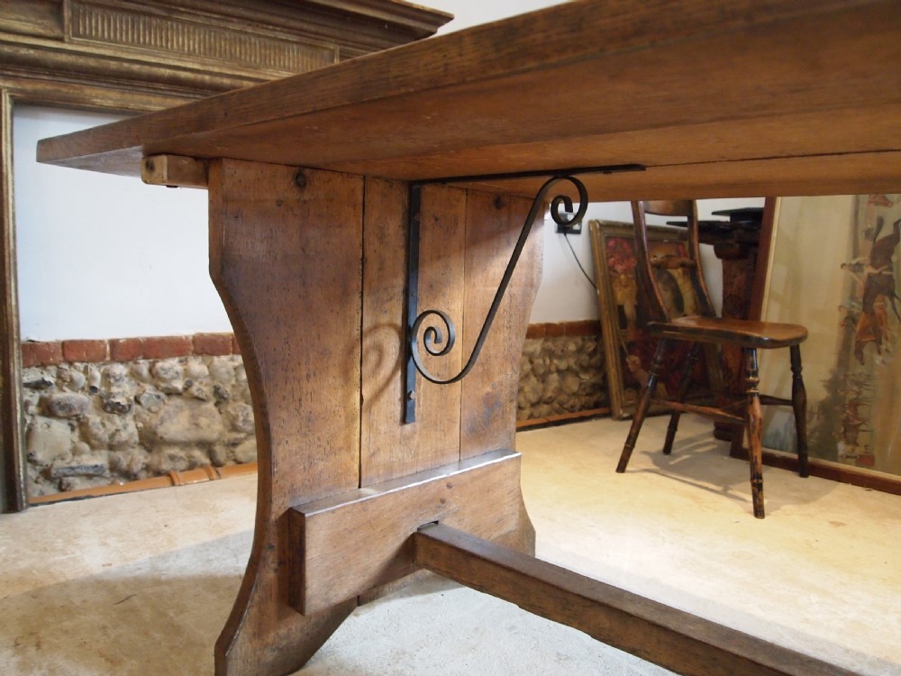 Table stunning Arts and crafts Oak refectory farmhouse dining c1900 View VI
