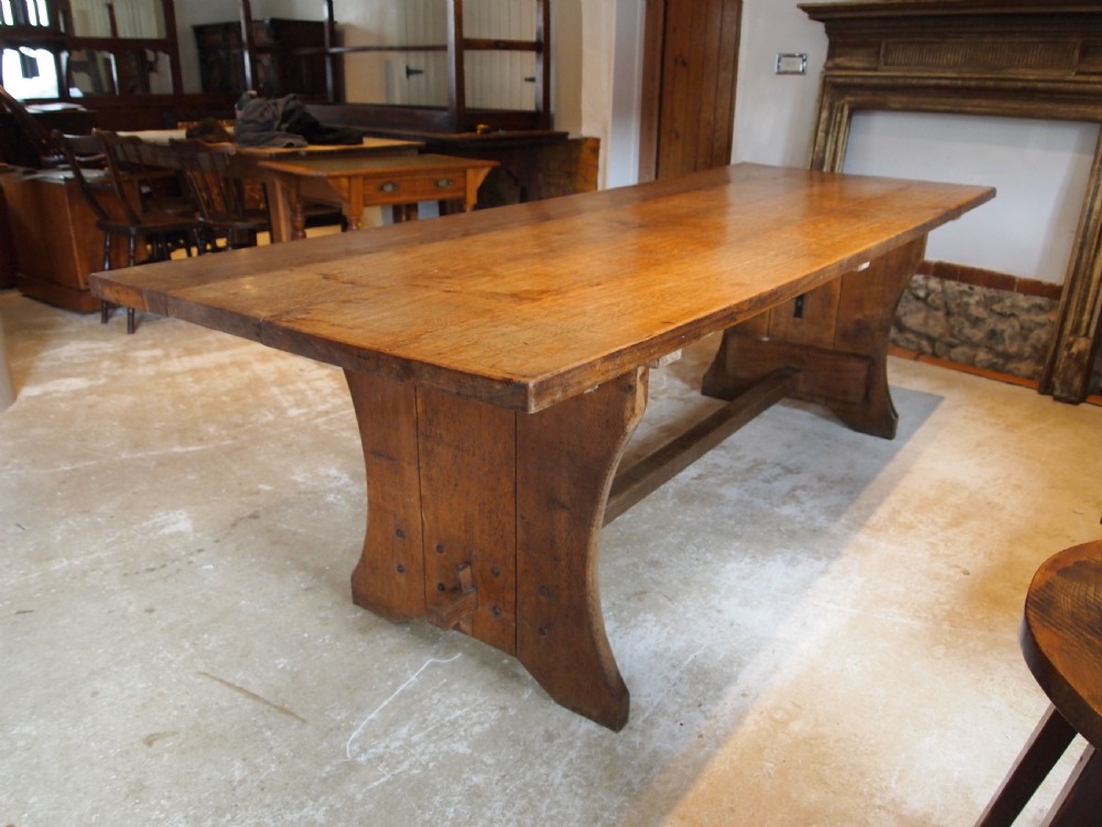 Table stunning Arts and crafts Oak refectory farmhouse dining c1900 View IX