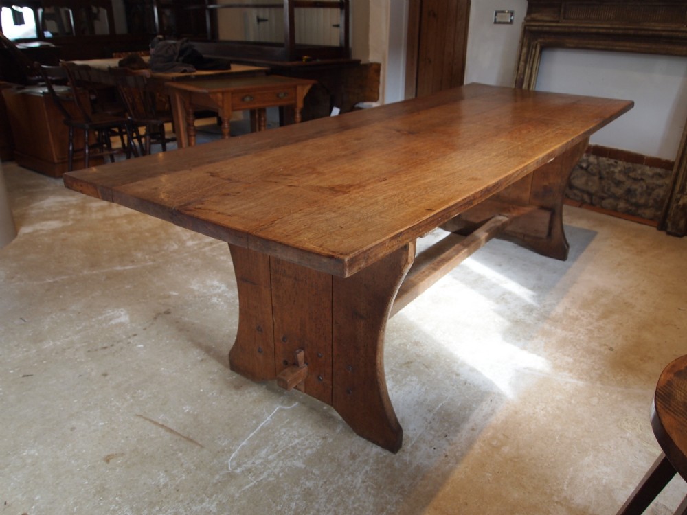 Table stunning Arts and crafts Oak refectory farmhouse dining c1900 View XI