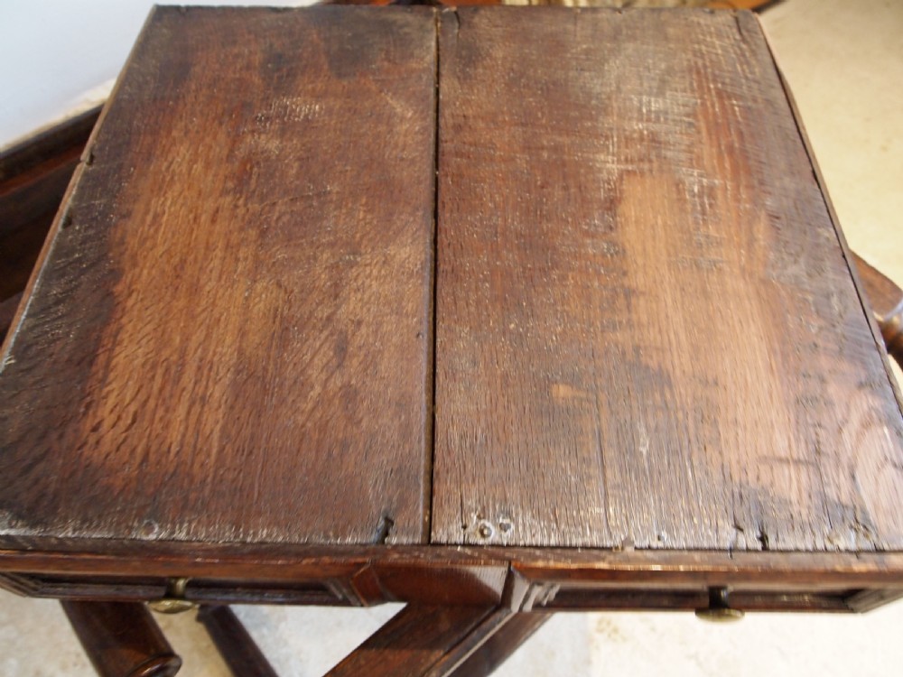 Table stunning James II Oak side hall lowboy lamp c1690 View V