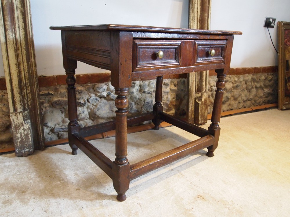 Table stunning James II Oak side hall lowboy lamp c1690 View XV
