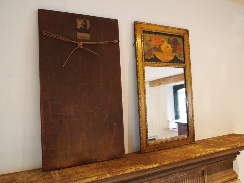 Mirrors Arts and Crafts rare pair of A J Rowley Marquetry flowers c1910 View VI