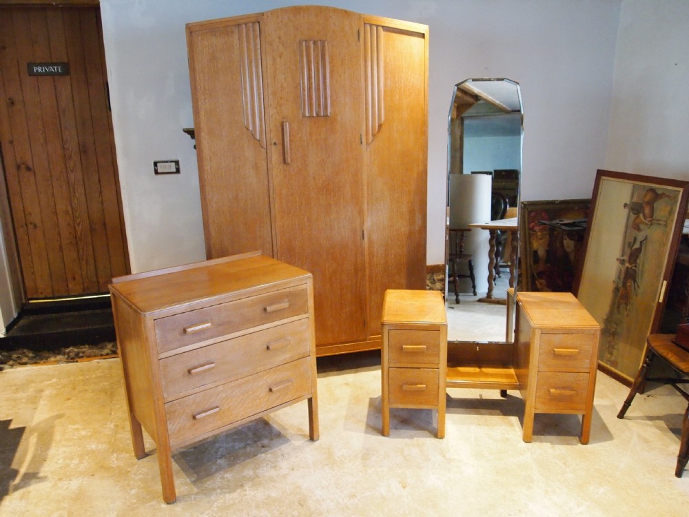 Bedroom Suite Limed Oak Manner of Heals Trevor Page Norwich c1920 View VIII