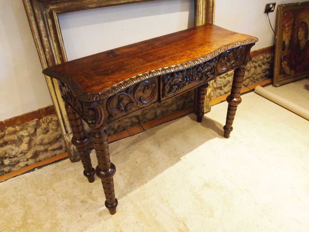 Table stunning hall, side ,lamp, console Victorian carved Oak c1880 View IV
