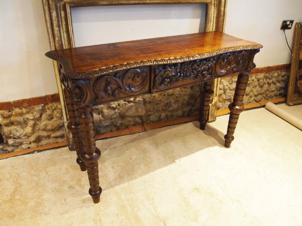 Table stunning hall, side ,lamp, console Victorian carved Oak c1880 View VIII