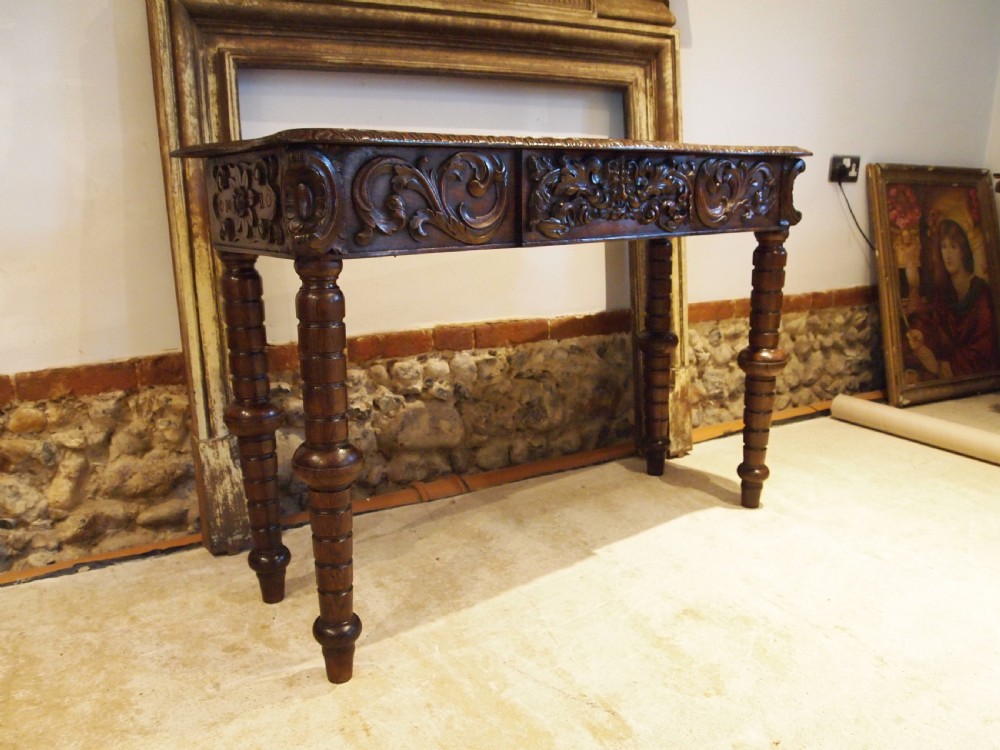 Table stunning hall, side ,lamp, console Victorian carved Oak c1880 View IX