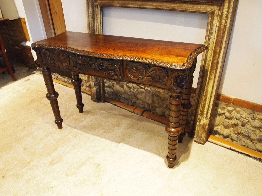 Table stunning hall, side ,lamp, console Victorian carved Oak c1880 View XI