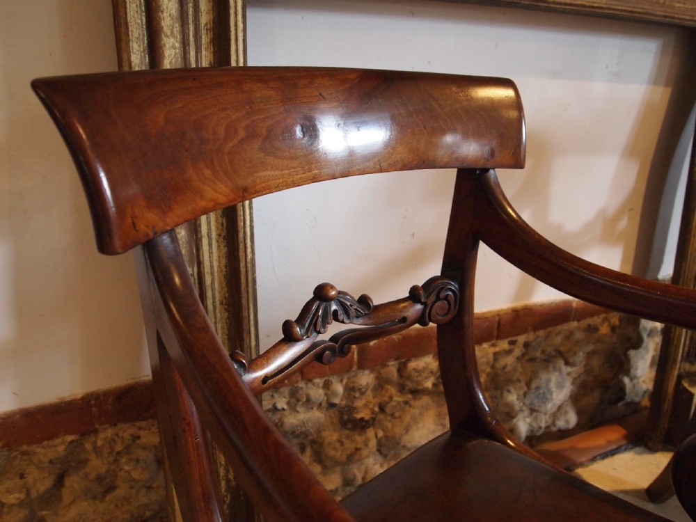 Chairs fine pair Library hall George IV Mahogany Leather c1825 View IV