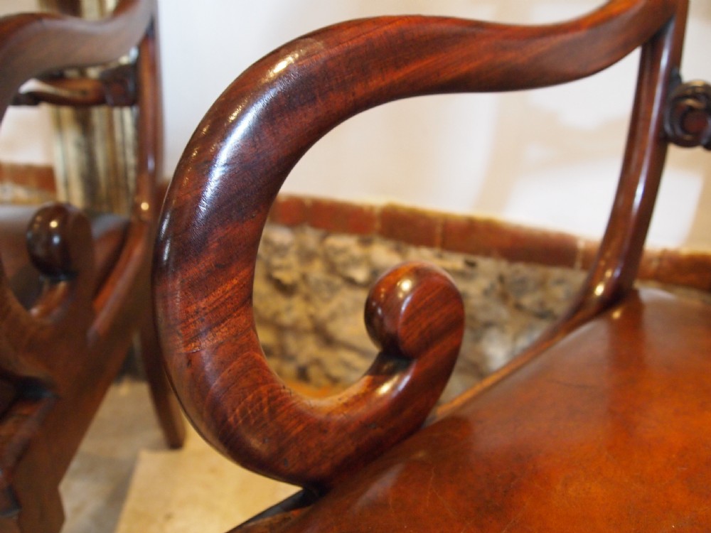 Chairs fine pair Library hall George IV Mahogany Leather c1825 View V