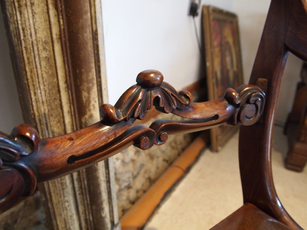 Chairs fine pair Library hall George IV Mahogany Leather c1825 View VIII