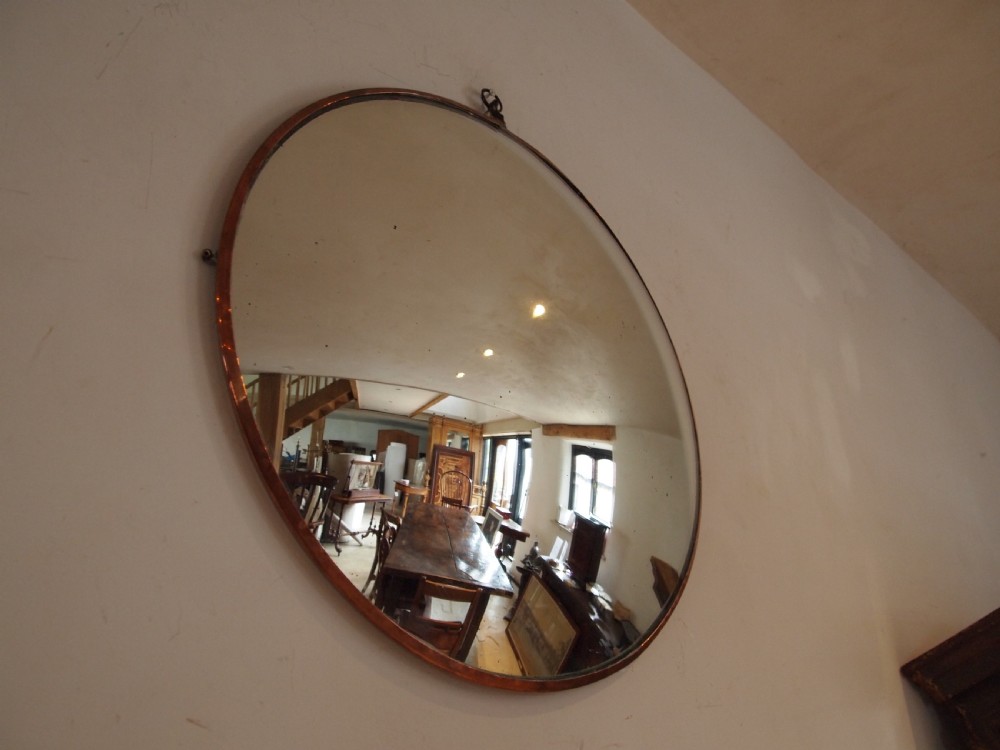 Mirror rare large Victorian convex mirror in Copper frame c1880