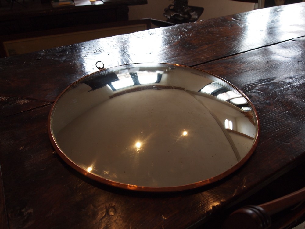 Mirror rare large Victorian convex mirror in Copper frame c1880 View IX