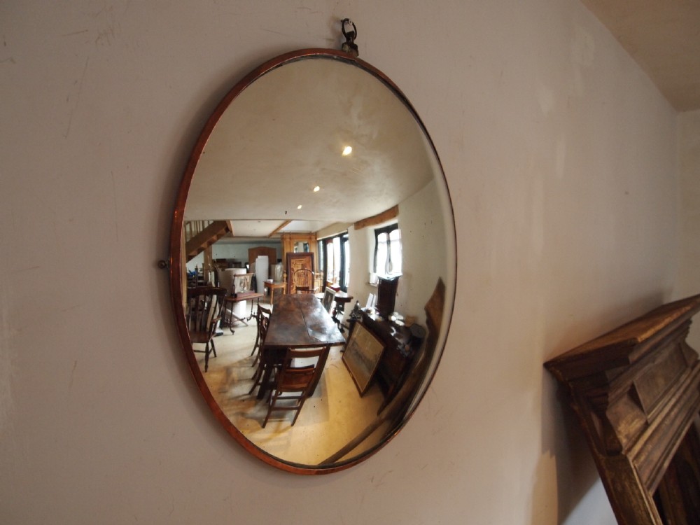 Mirror rare large Victorian convex mirror in Copper frame c1880 View XI