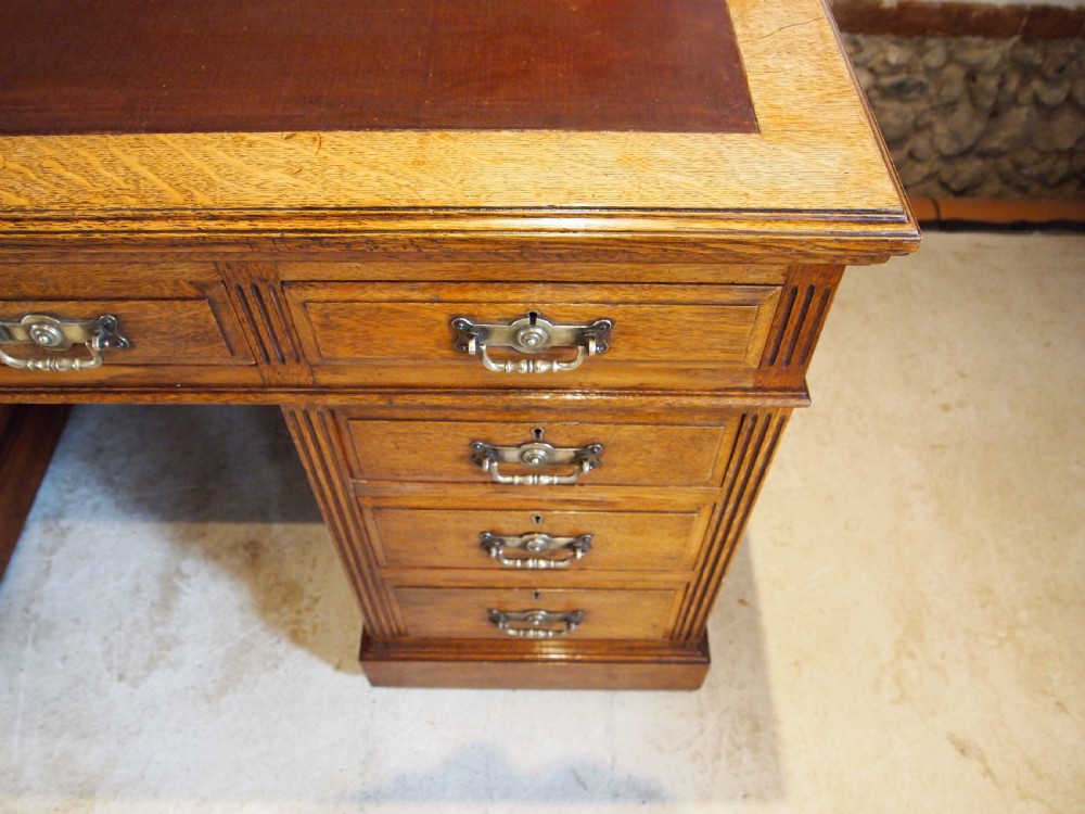 Desk stunning Arts and Crafts Victorian Oak Hobbs and Co c1880 View III