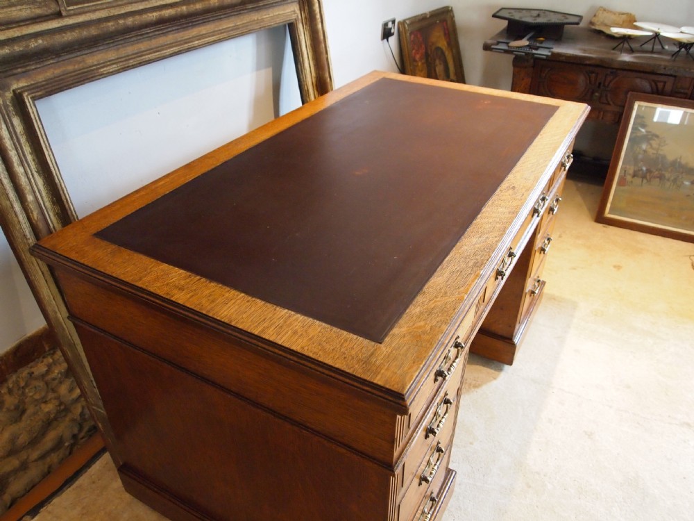 Desk stunning Arts and Crafts Victorian Oak Hobbs and Co c1880 View V