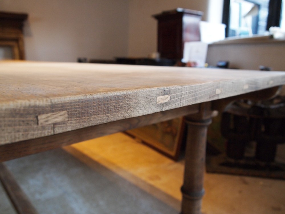Table wonderful Edwardian Oak refectory Abbots Bromley School c1910 View II
