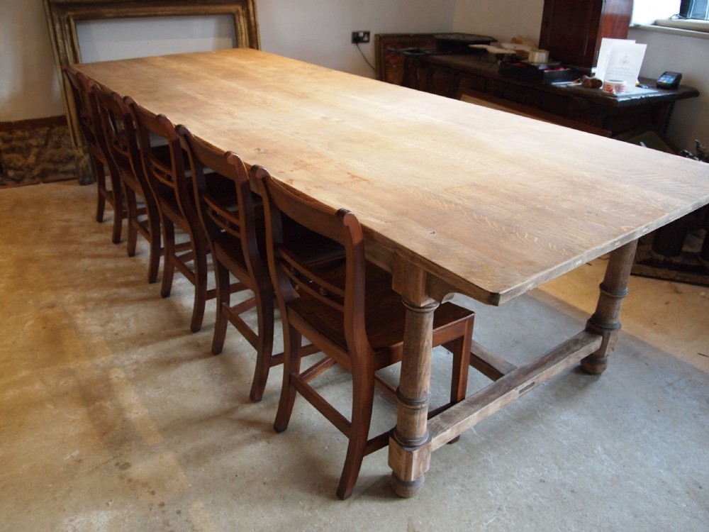 Table wonderful Edwardian Oak refectory Abbots Bromley School c1910 View III