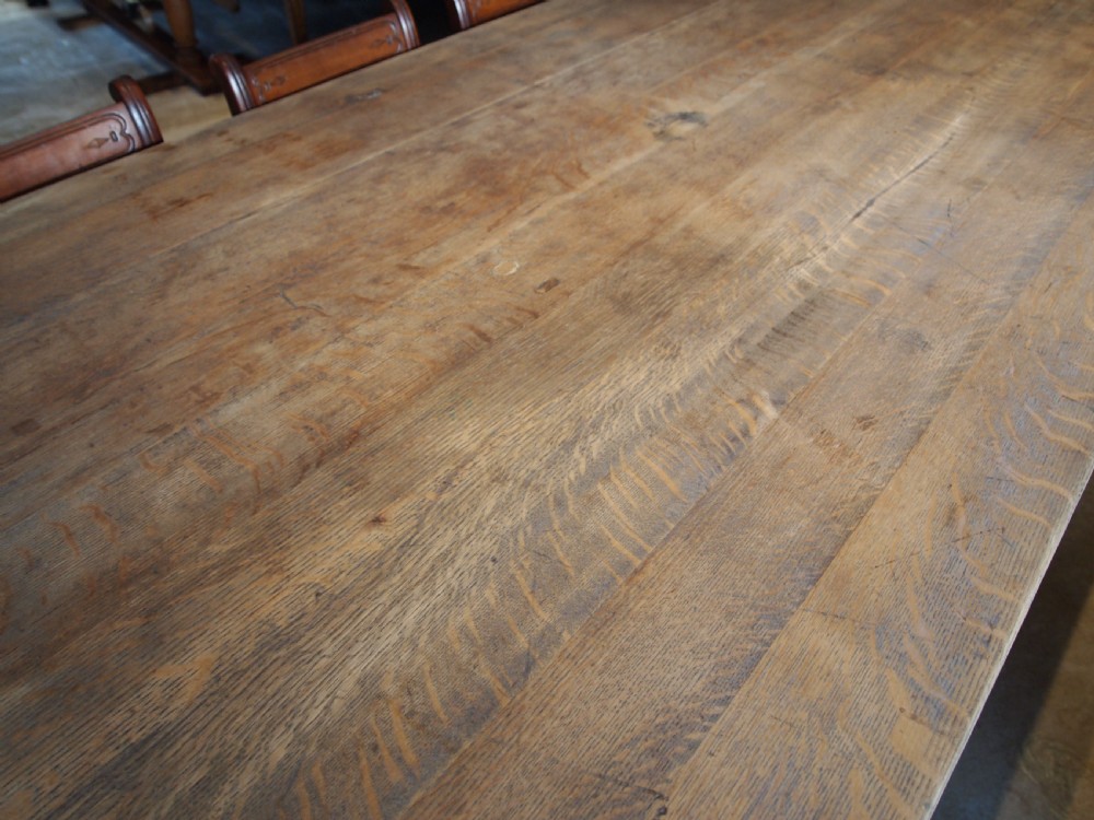 Table wonderful Edwardian Oak refectory Abbots Bromley School c1910 View VII