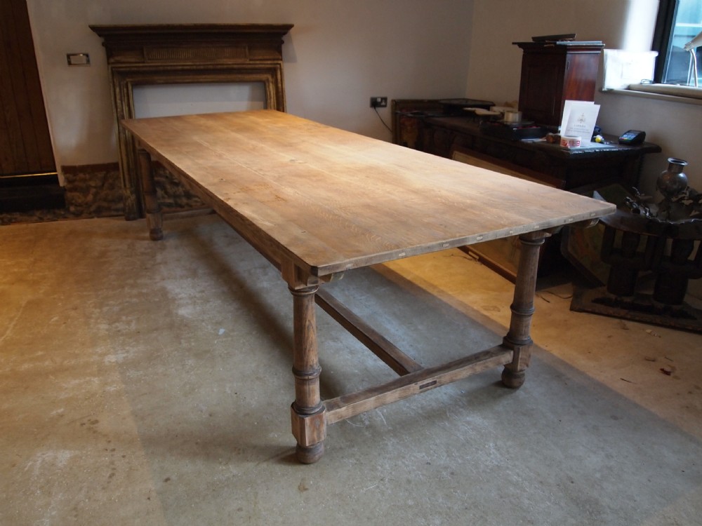 Table wonderful Edwardian Oak refectory Abbots Bromley School c1910 View IX