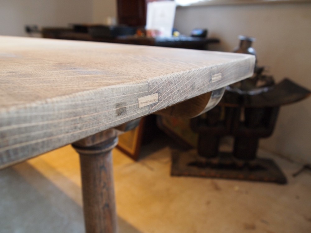 Table wonderful Edwardian Oak refectory Abbots Bromley School c1910 View X