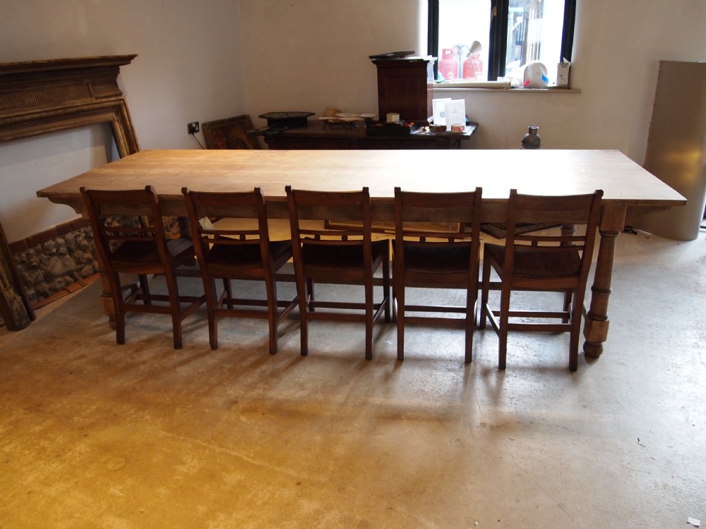 Table wonderful Edwardian Oak refectory Abbots Bromley School c1910 View XI