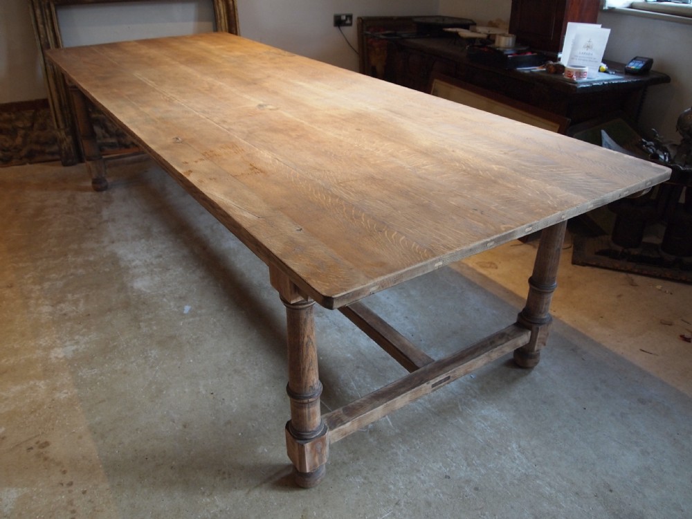 Table wonderful Edwardian Oak refectory Abbots Bromley School c1910 View XIII