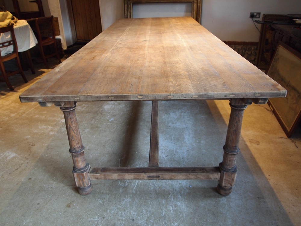 Table wonderful Edwardian Oak refectory Abbots Bromley School c1910 View XIV