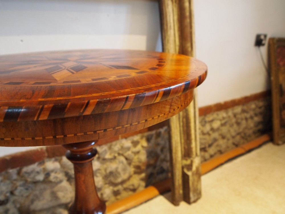 Table breath taking French hall wine lamp inlaid Marquetry table c1840 View II