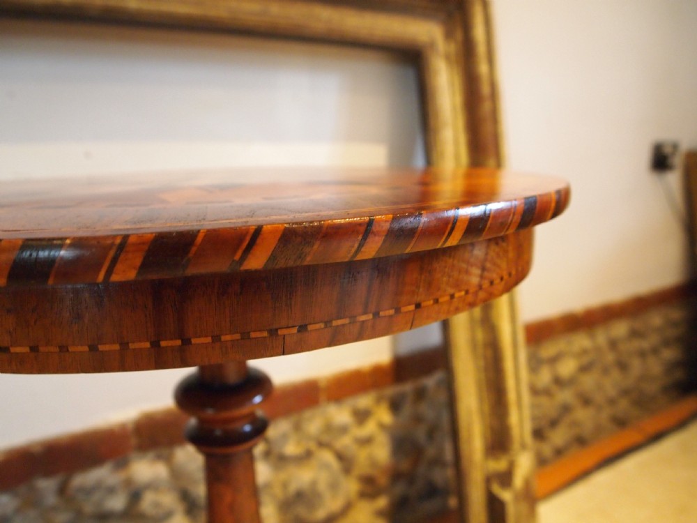 Table breath taking French hall wine lamp inlaid Marquetry table c1840 View VI