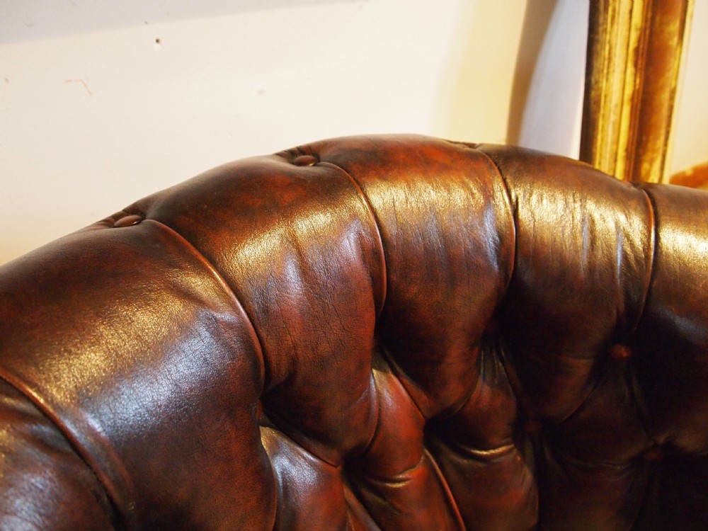 Chair Edwardian Chesterfield leather club armchair c1910 View IV