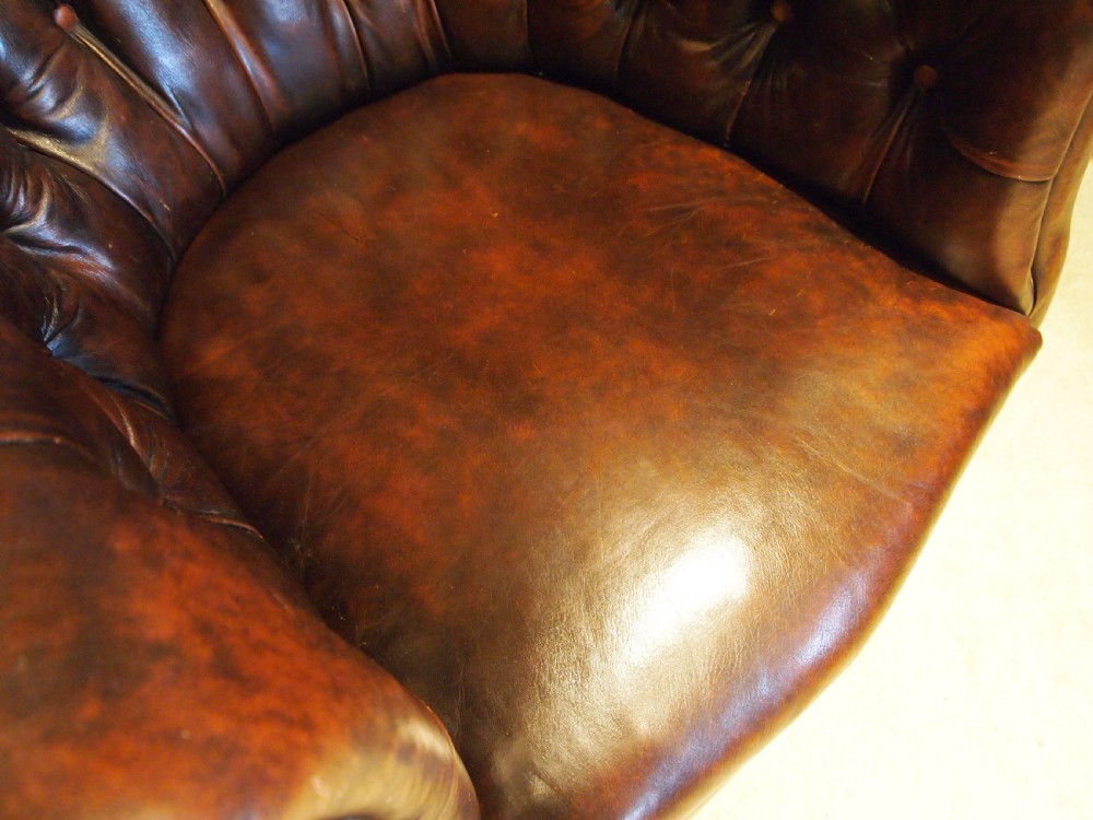 Chair Edwardian Chesterfield leather club armchair c1910 View VII