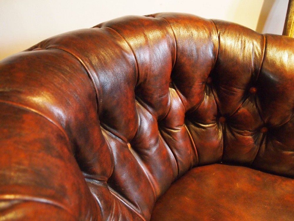 Chair Edwardian Chesterfield leather club armchair c1910 View VIII