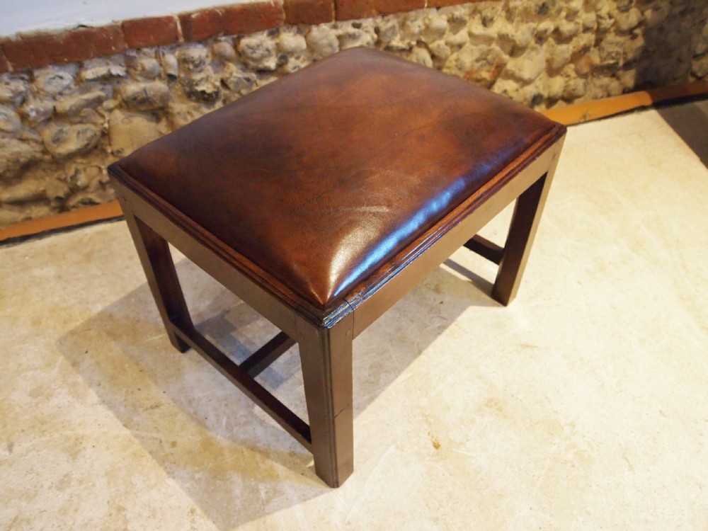 Stool rare George III Mahogany Chestnut leather c1770