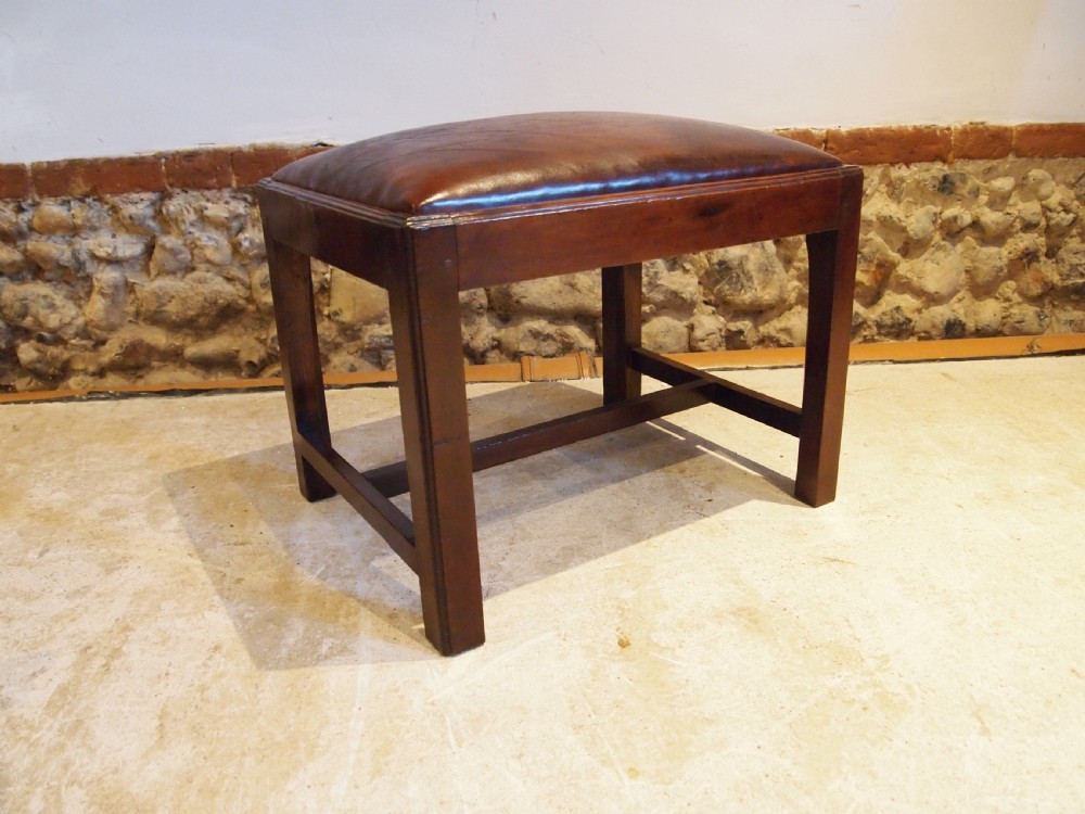 Stool rare George III Mahogany Chestnut leather c1770 View III