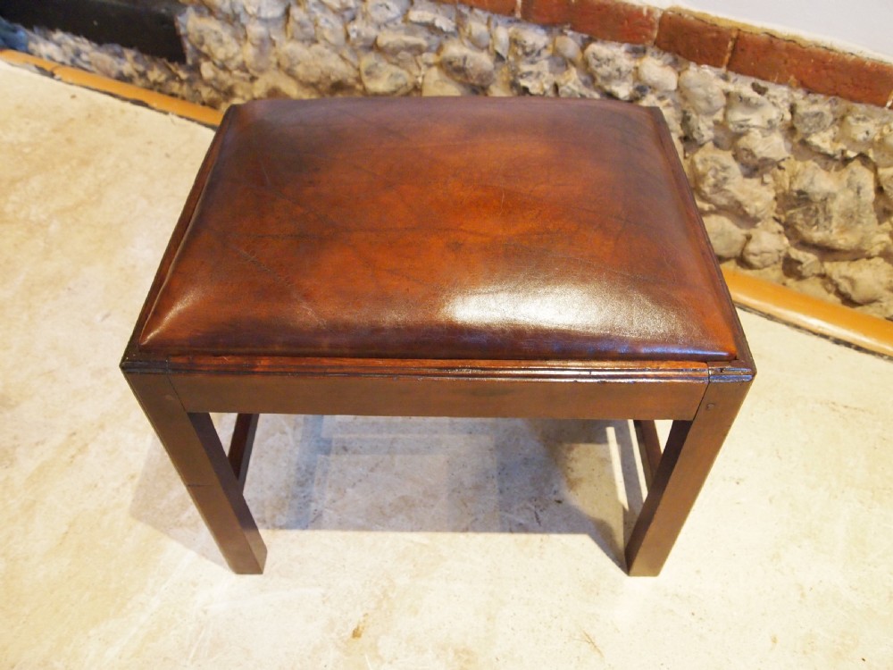 Stool rare George III Mahogany Chestnut leather c1770 View V