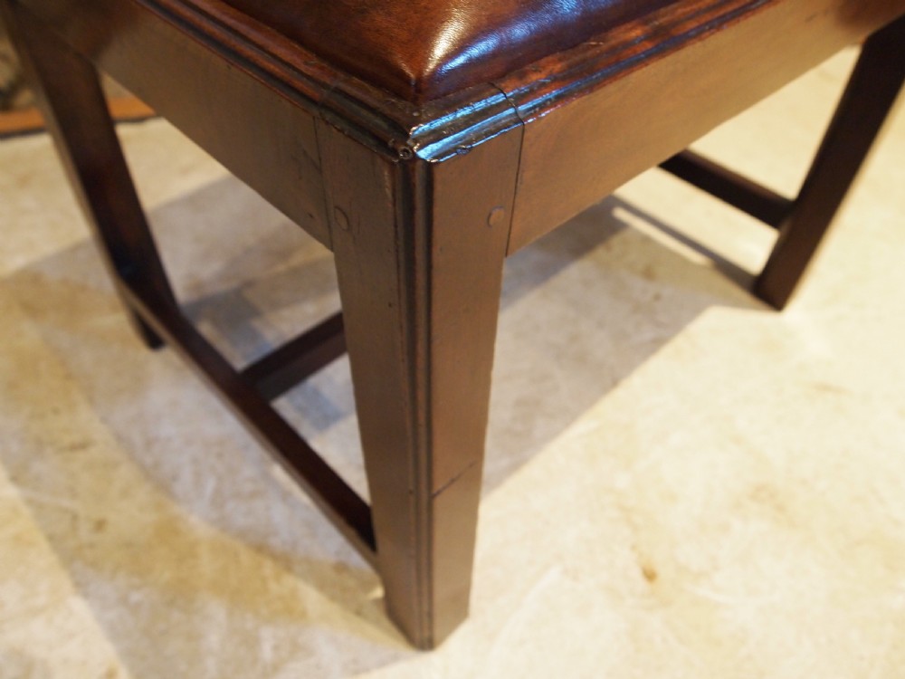 Stool rare George III Mahogany Chestnut leather c1770 View VII
