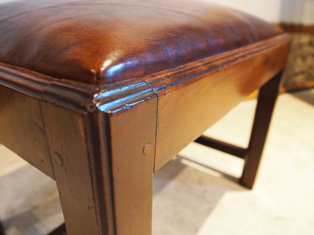 Stool rare George III Mahogany Chestnut leather c1770 View VIII