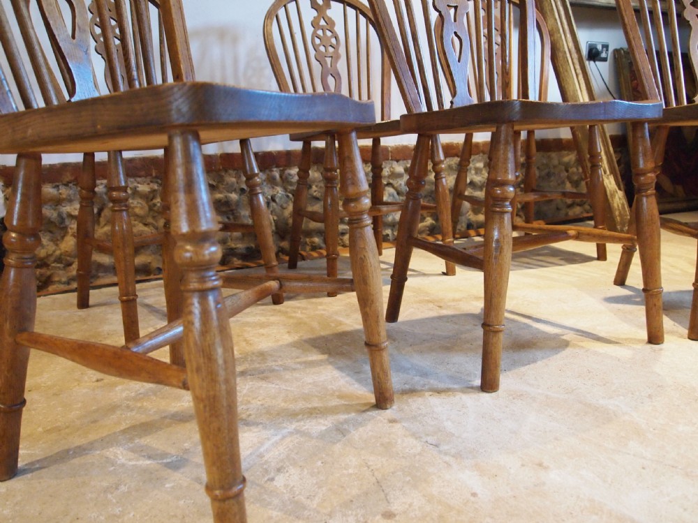 Chairs set of six Edwardian Ash & Elm Windsor Wheelbacks c1900 View VIII