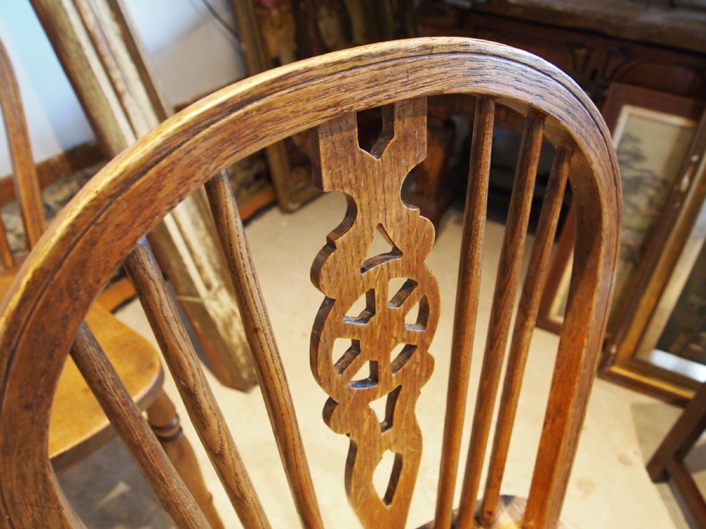 Chairs set of six Edwardian Ash & Elm Windsor Wheelbacks c1900 View X