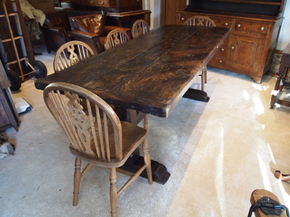 Table French refectory farmhouse Elm George III c1780 View V