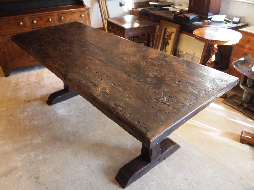 Table French refectory farmhouse Elm George III c1780 View X