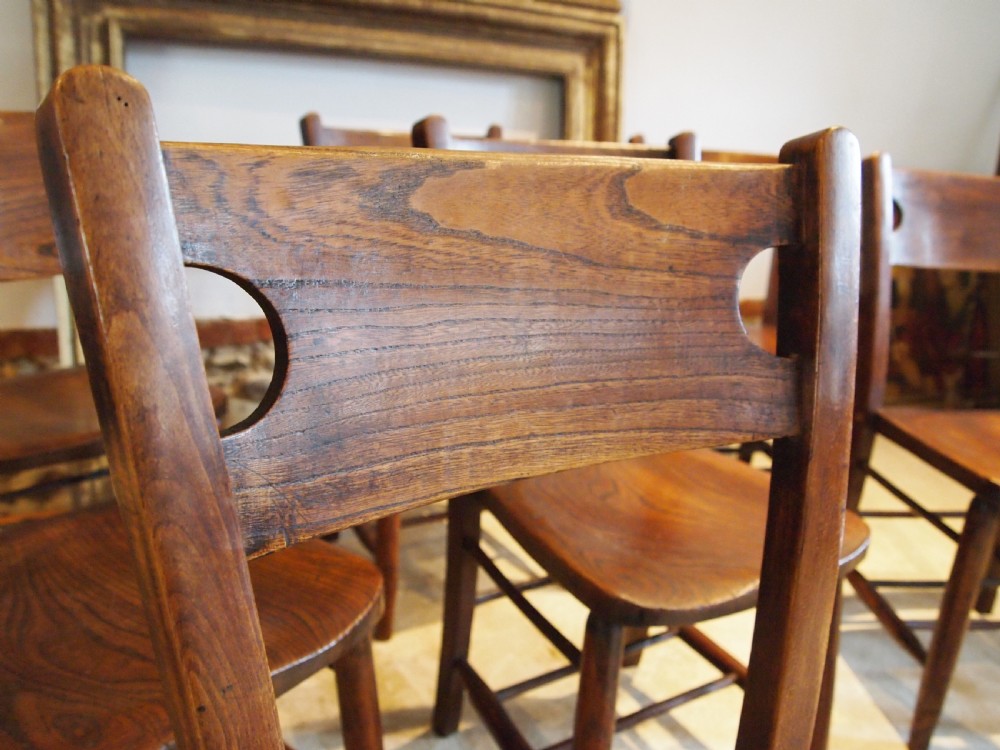 Chairs a rare set of 8 Elm Windsor kitchen dining chairs c1890 View V