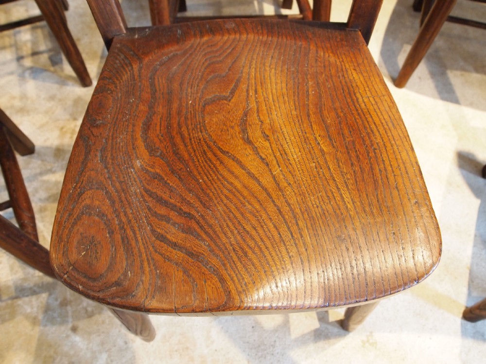 Chairs a rare set of 8 Elm Windsor kitchen dining chairs c1890 View VII