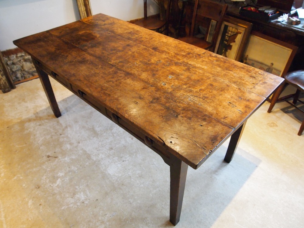 Table outstanding rare English Oak refectory dining George IV c1820