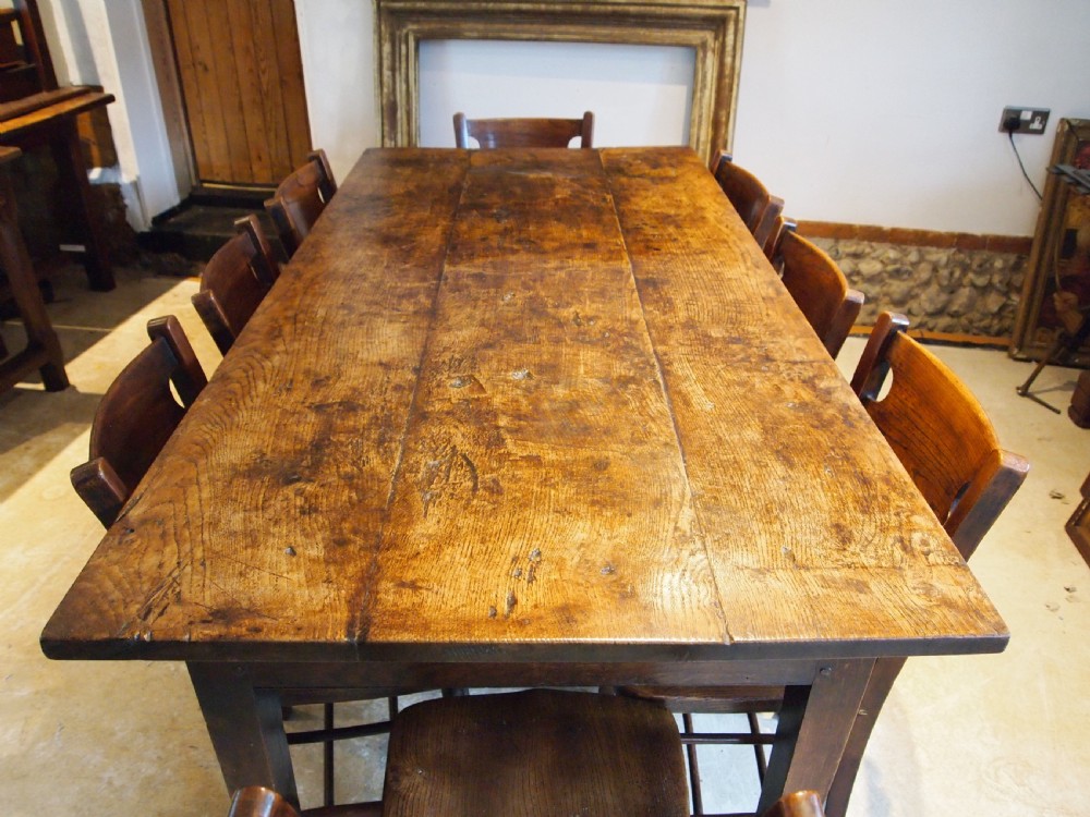 Table outstanding rare English Oak refectory dining George IV c1820 View VI