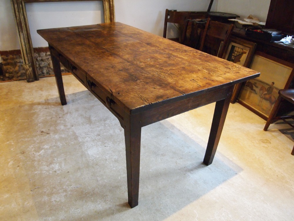 Table outstanding rare English Oak refectory dining George IV c1820 View X