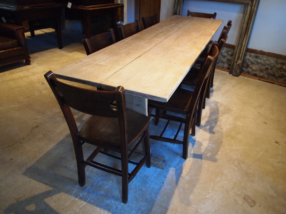 Table Refectory Bramdean School Oak dining Edwardian c1900 View III